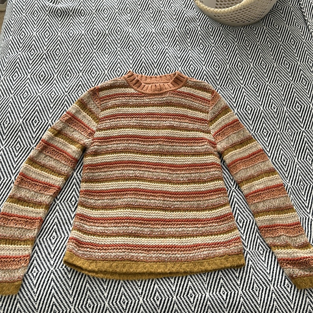 NWT size S Faherty alpaca stripe knit sweater. Made in Peru. So cute! - Picture 3 of 8